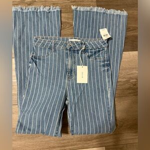 Cello Women's Striped Blue Cropped Jeans